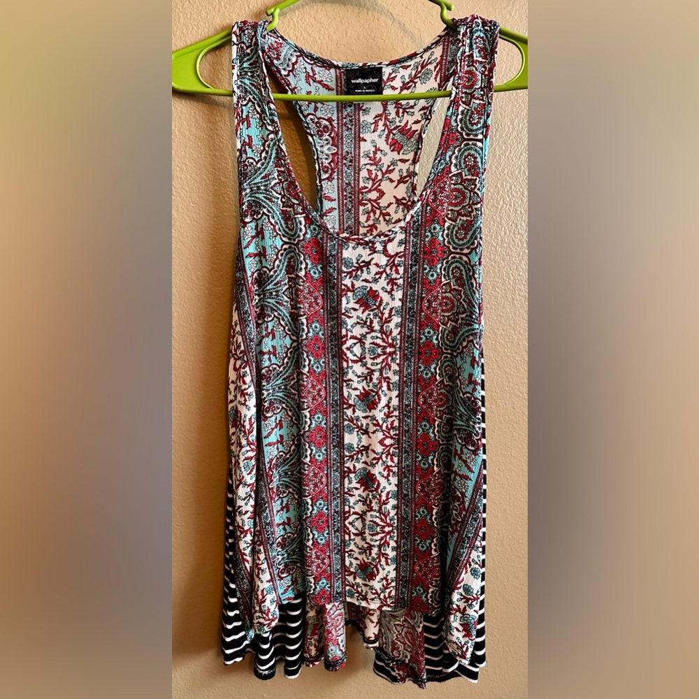 Bohemian Print Sleeveless Top size L